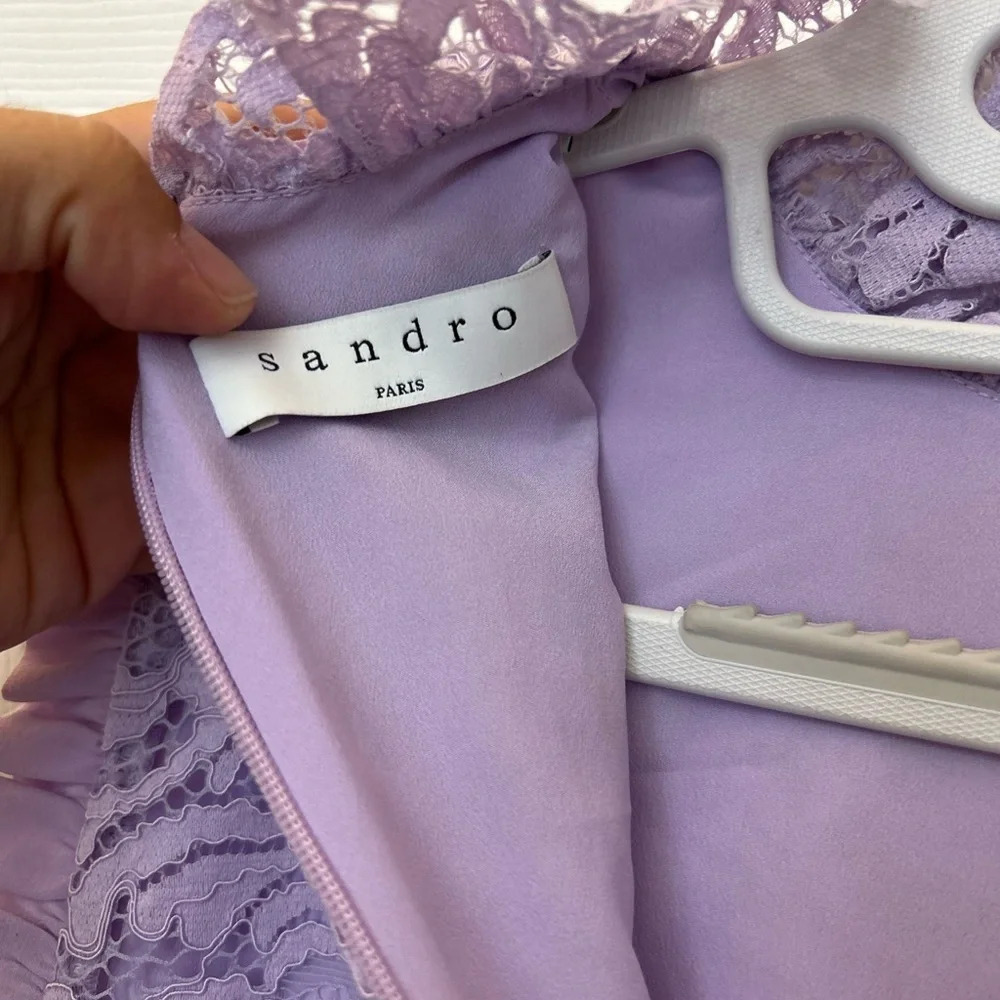 ! Sandro Lilac Purple Lace Dress Size S - Picture 8 of 8